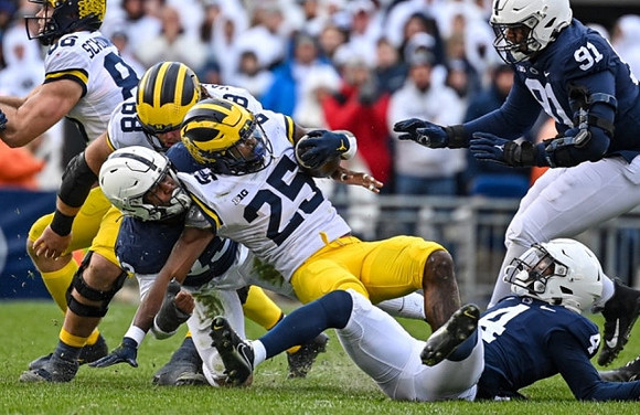 Luke Schoonmaker (86), Andrew Vastardis (68), and Hassan Haskins (25)