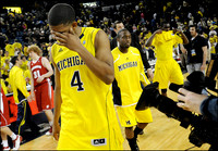 Darius Morris (4), Corey Person (32), and Tim Hardaway Jr. (10)