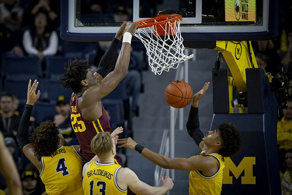 Isaiah Livers (4), Ignas Brazdeikis (13), and Jordan Poole (2)