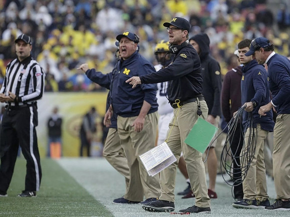 Greg Mattison, Jim Harbaugh, and Michael Zordich
