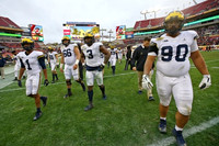 Ambry Thomas (1), Nate Schoenle (81), Chuck Filiaga (66), Rashan Gary (3), and Bryan Mone (90)