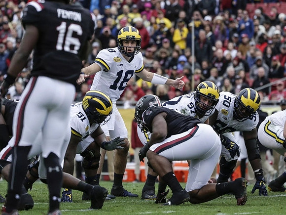 Cesar Ruiz (51), Brandon Peters (18), Patrick Kugler (57), and Michael Onwenu (50)
