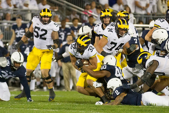 Mason Cole (52), Ty Isaac (32), Ben Bredeson (74), Sean McKeon (84), and Zach Gentry (83)
