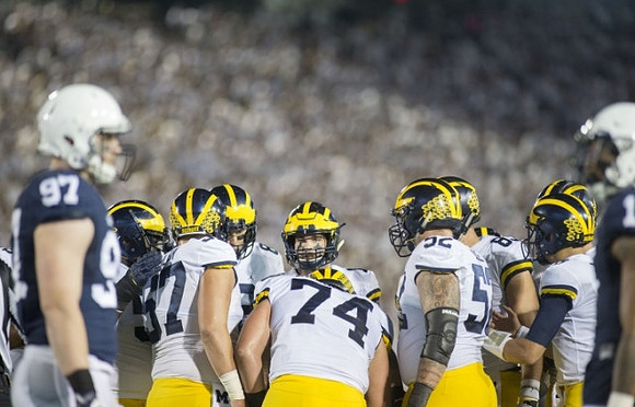Patrick Kugler (57), John O'Korn (8), Ben Bredeson (74), Mason Cole (52), and Zach Gentry (83)