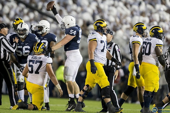 Patrick Kugler (57), Ben Bredeson (74), and Michael Onwenu (50)