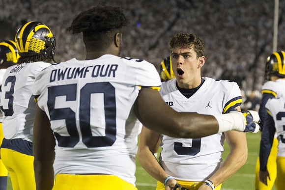 Rashan Gary (3), Michael Dwumfour (50), and Quinn Nordin (3)