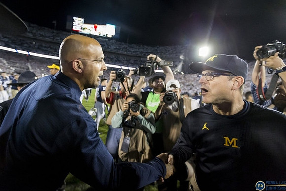Penn State Head Coach James Franklin and Jim Harbaugh
