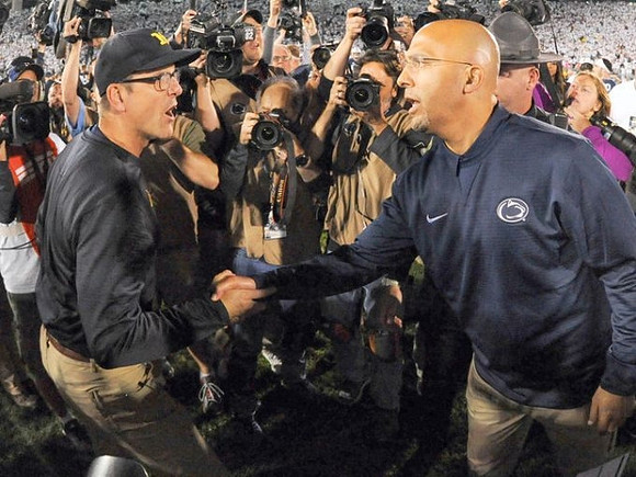 Jim Harbaugh and Penn State Head Coach James Franklin