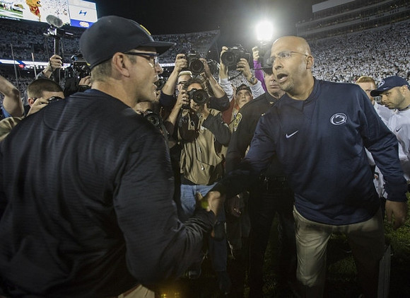 Jim Harbaugh and Penn State Head Coach James Franklin
