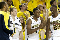 Jon Horford (15), Nik Stauskas (11), Glenn Robinson III (1), and Caris LeVert (23)
