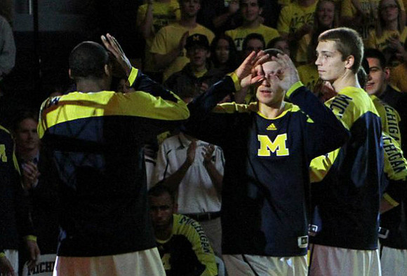 Glenn Robinson III (1), Nik Stauskas (11), and Mark Donnal (34)