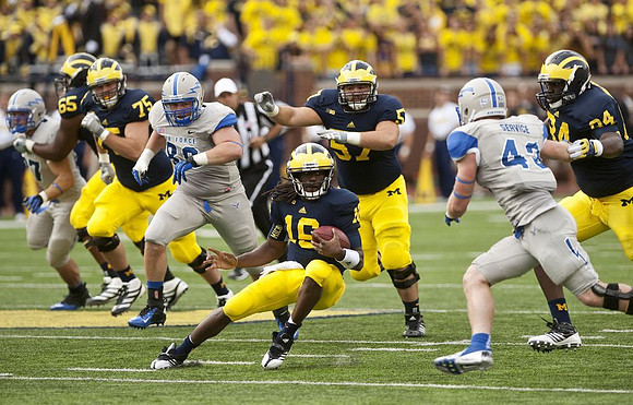 Patrick Omameh (65), Michael Schofield (75), Denard Robinson (16), Elliott Mealer (57), and A.J. Williams (84)