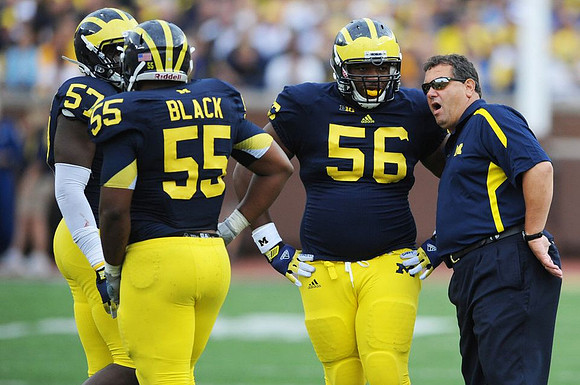 Frank Clark (57), Jibreel Black (55), Ondre Pipkins (56), and Brady Hoke