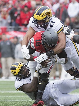 Taco Charlton (33) and Chris Wormley (43)