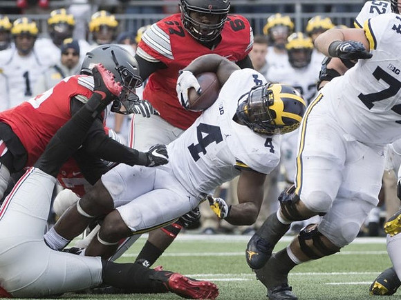 De'Veon Smith (4), Mason Cole (52), and Ben Bredeson (74)