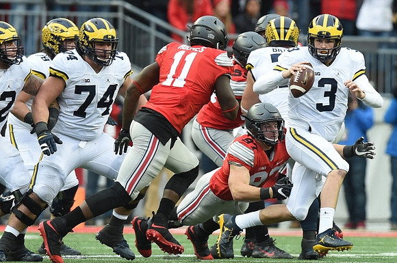 Mason Cole (52), Erik Magnuson (78), Ben Bredeson (74), Ben Braden (71), and Wilton Speight (3)