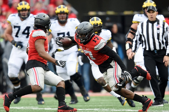 Ben Bredeson (74), Ben Braden (71), De'Veon Smith (4), and Mason Cole (52)