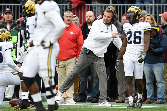Ohio State Head Coach Coach Urban Meyer and Jourdan Lewis (26)