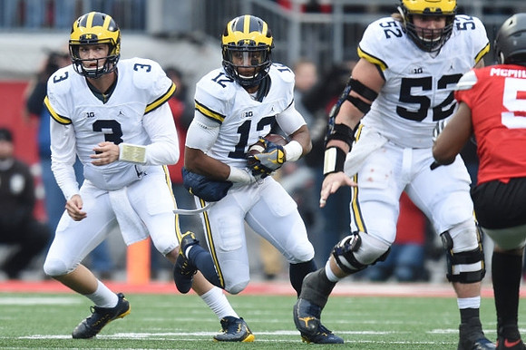 Wilton Speight (3), Chris Evans (12), and Mason Cole (52)