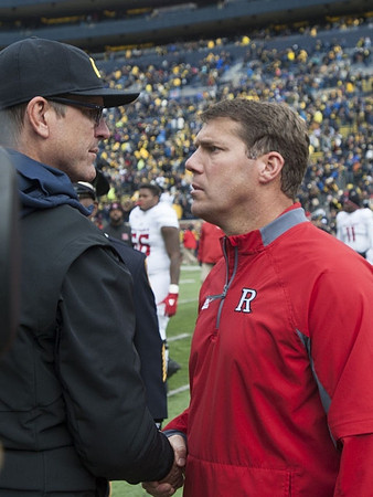 Jim Harbaugh and Rutgers Head Coach Chris Ash
