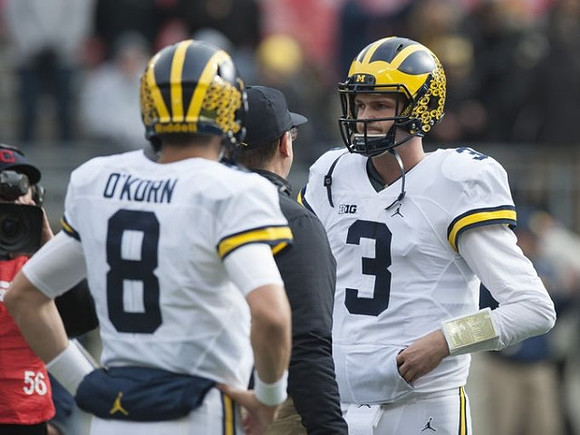 John O'Korn (8), Jim Harbaugh, and Wilton Speight (3)