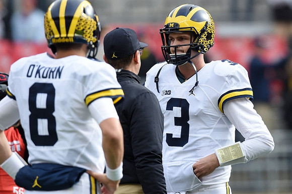 John O'Korn (8), Jim Harbaugh, and Wilton Speight (3)