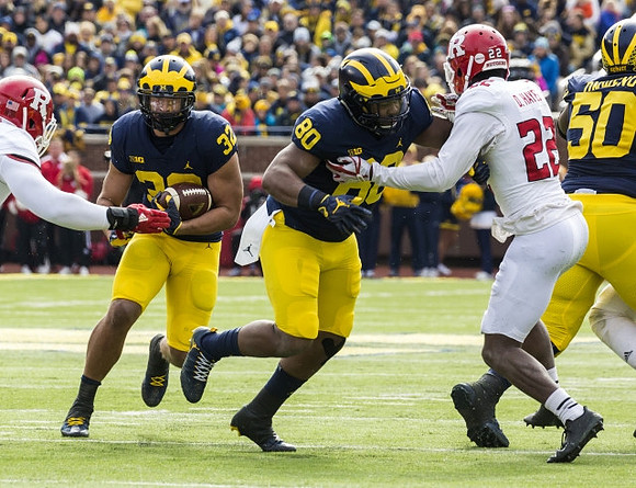 Ty Isaac (32), Khalid Hill (80), and Michael Onwenu (50)
