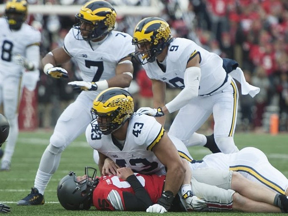 Channing Stribling (8), Chris Wormley (43), Channing Stribling (8), and Mike McCray (9)