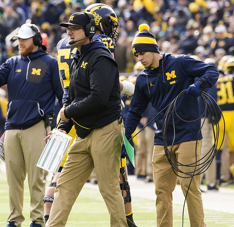 Jay Harbaugh, Jim Harbaugh, and Mason Cole (52)