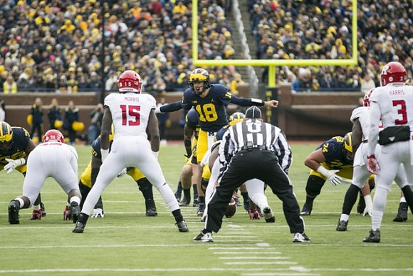 Brandon Peters (18) and Ben Bredeson (74)