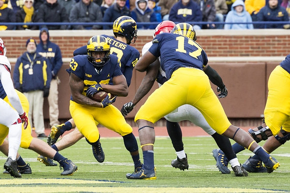 O'Maury Samuels (23), Brandon Peters (18), and Tyrone Wheatley Jr. (17)