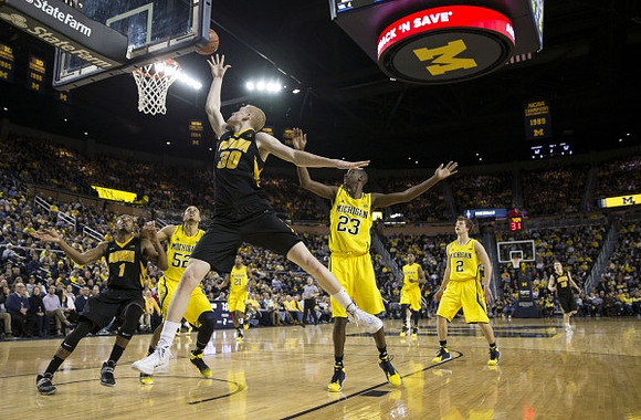 Jordan Morgan (52), Caris LeVert (23), Zak Irvin (21), Glenn Robinson III (1), and Spike Albrecht (2)