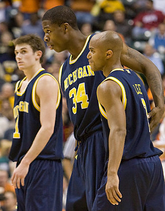 Stu Douglass (1), DeShawn Sims (34), and C.J. Lee (2)