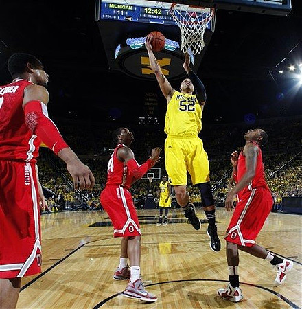 Jordan Morgan (52) and Tim Hardaway Jr. (10)