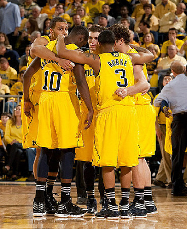 Jordan Morgan (52), Tim Hardaway Jr. (10), Trey Burke (3), Zack Novak (0), and Stu Douglass (1)