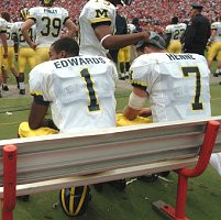 Chad Henne (7), Grant Mason (13), Braylon Edwards (1), and Adam Finley (39)