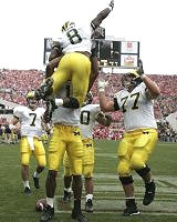 Jason Avant (8), Chad Henne (7), Braylon Edwards (1), Michael Hart (20), and Jake Long (77)