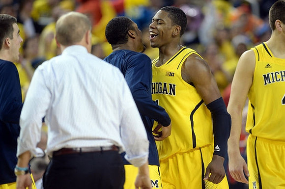 John Beilein, Zak Irvin (21), and Glenn Robinson III (1)