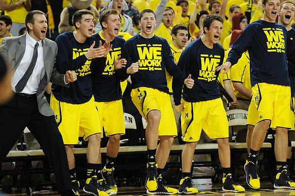 Cole McConnell (12), Brad Anlauf (14), Sean Lonergan (20), Andrew Dakich (5), and Mark Donnal (34)