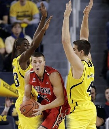 Caris LeVert (23) and Mitch McGary (4)