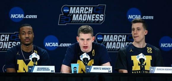 Muhammad-Ali Abdur-Rahkman (12), Moritz Wagner (13), and Duncan Robinson (22)