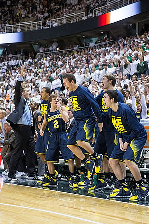 Mitch McGary (4), Jordan Morgan (52), Spike Albrecht (2), Andrew Dakich (5), Brad Anlauf (14), and Sean Lonergan (20)
