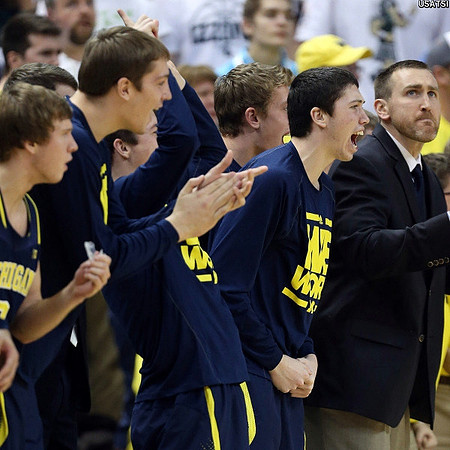 Spike Albrecht (2), Mark Donnal (34), Sean Lonergan (20), and Brad Anlauf (14)