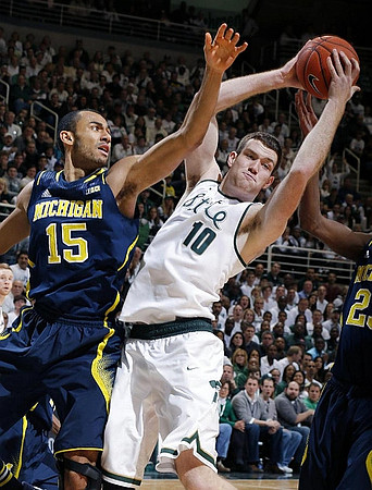 Jon Horford (15) and Caris LeVert (23)