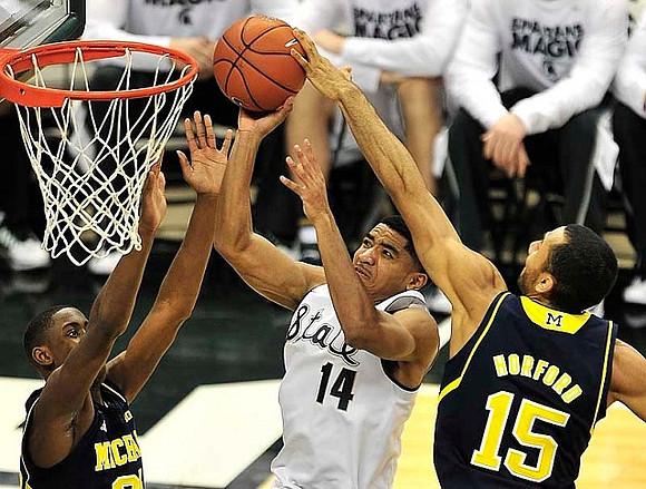 Caris LeVert (23) and Jon Horford (15)