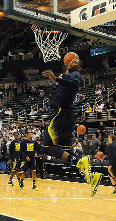 Glenn Robinson III (1), Spike Albrecht (2), Zak Irvin (21), and Caris LeVert (23)