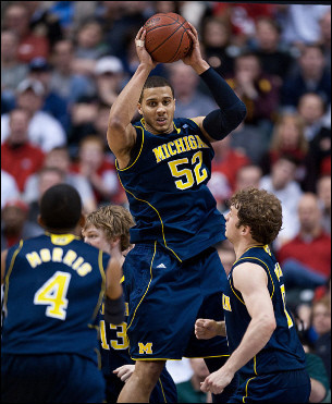 Darius Morris (4), Matt Vogrich (13), Jordan Morgan (52), and Zack Novak (0)