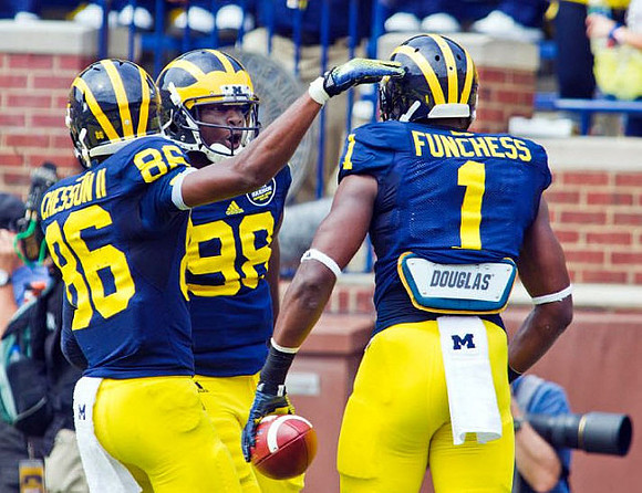 Jehu Chesson (86), Devin Gardner (98) and Devin Funchess (1)