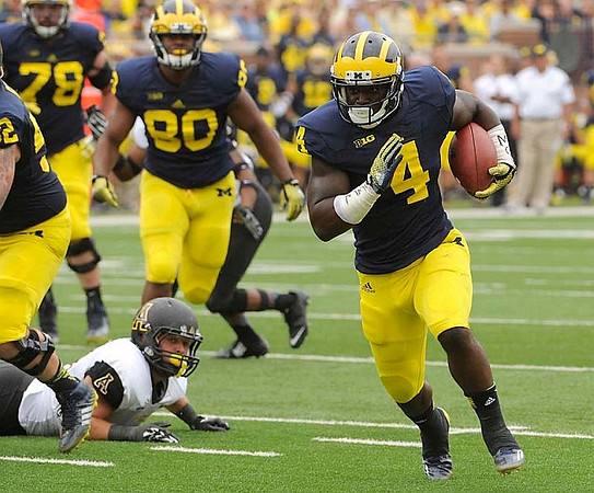 De'Veon Smith (4), Mason Cole (52), Erik Magnuson (78), and Khalid Hill (80)