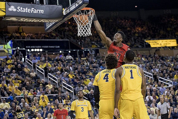 Zavier Simpson (3), Isaiah Livers (4), and Charles Matthews (1)